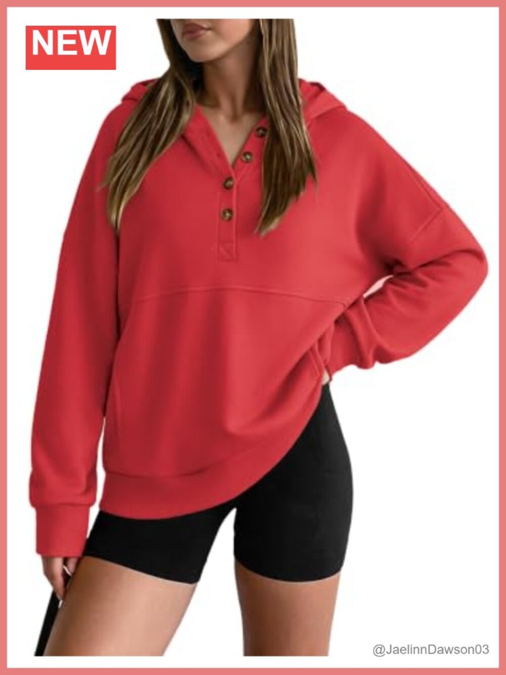 Womens Hoodie Sweatshirt Button Down Henley Pullover Kangaroo Pocket